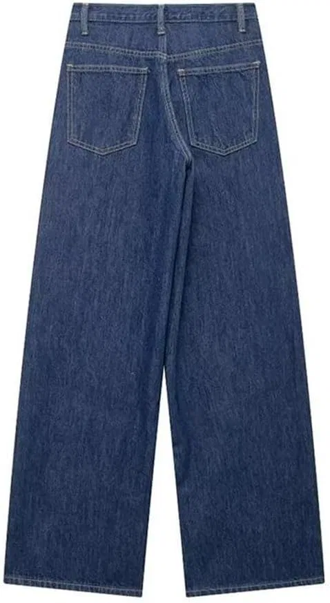 Джинсы прямые с застежкой на молнии, Retro High-Waisted Long Pants, Gray9 — фото 2