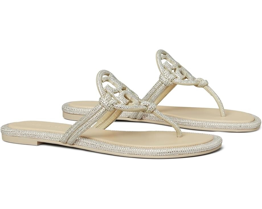Сандалии Tory Burch Miller Knotted Pave, цвет Stone Gray