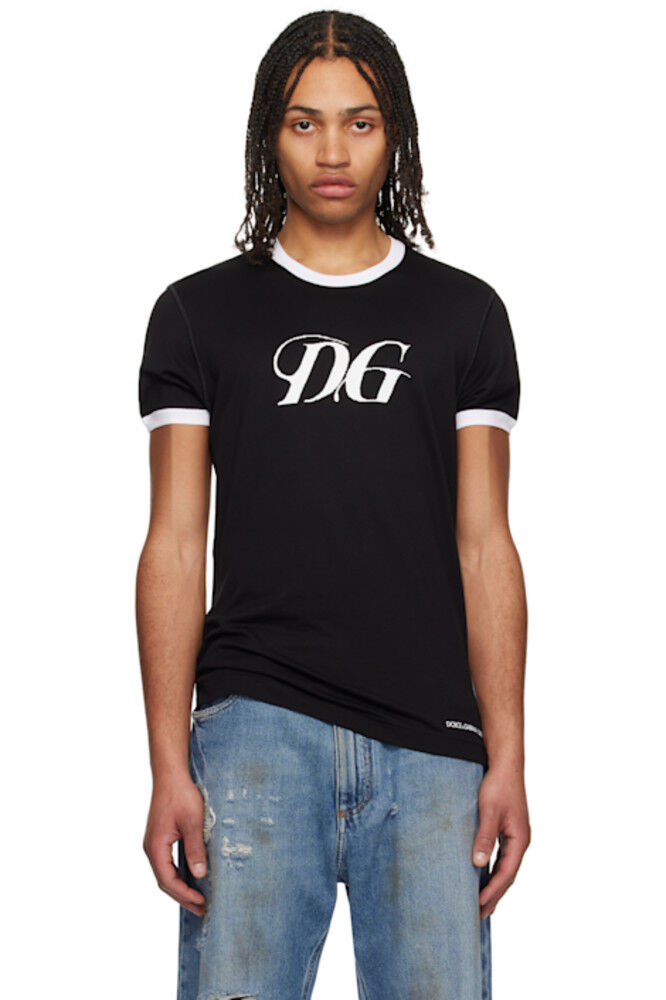 

Черная хлопковая футболка с принтом «DG» Dolce&Gabbana