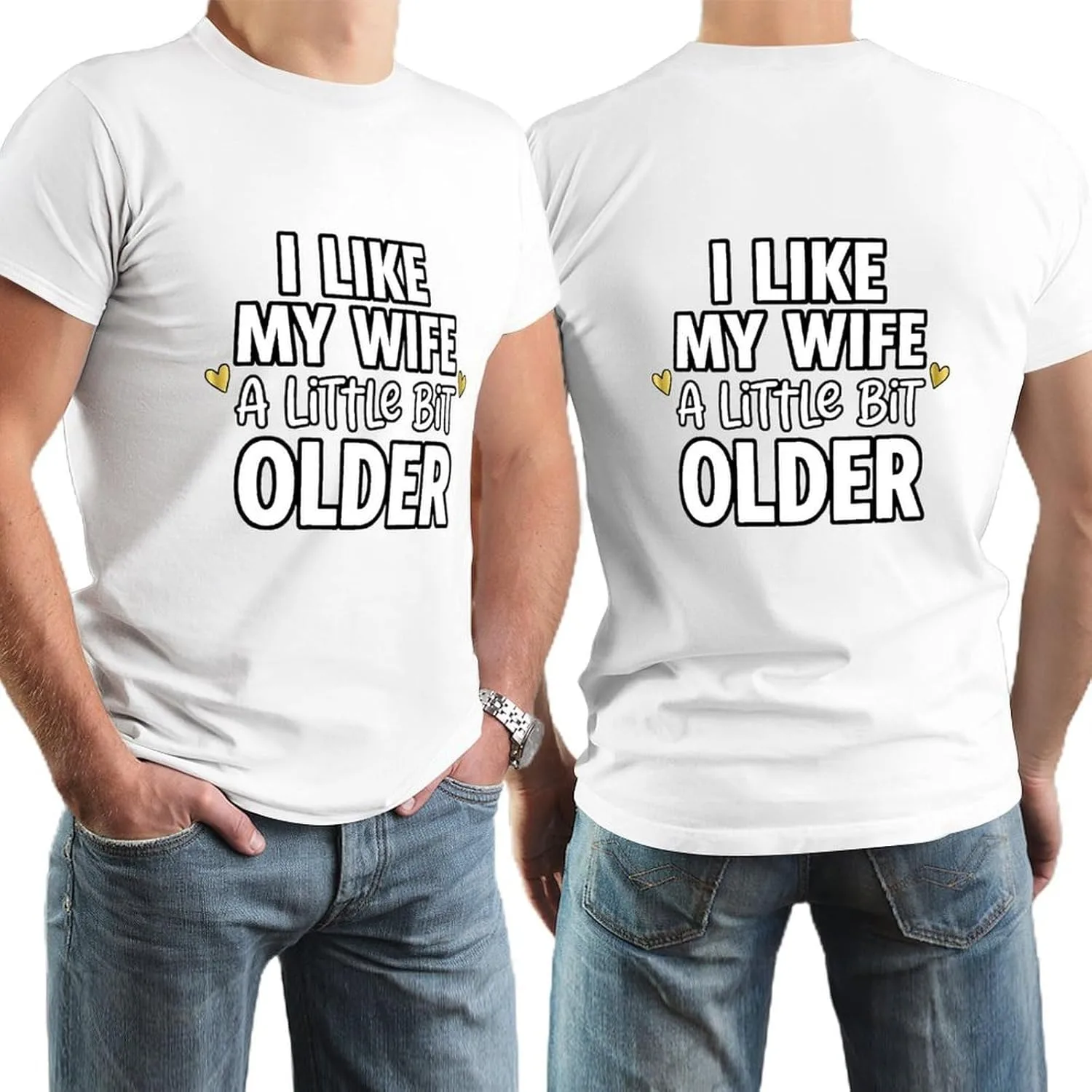 Футболка Men I Like My Wife A Little Bit Older, модная, мягкая, дышащая, для офиса и повседневной носки, эстетичная, оригинальная, трендовая Generic, белый