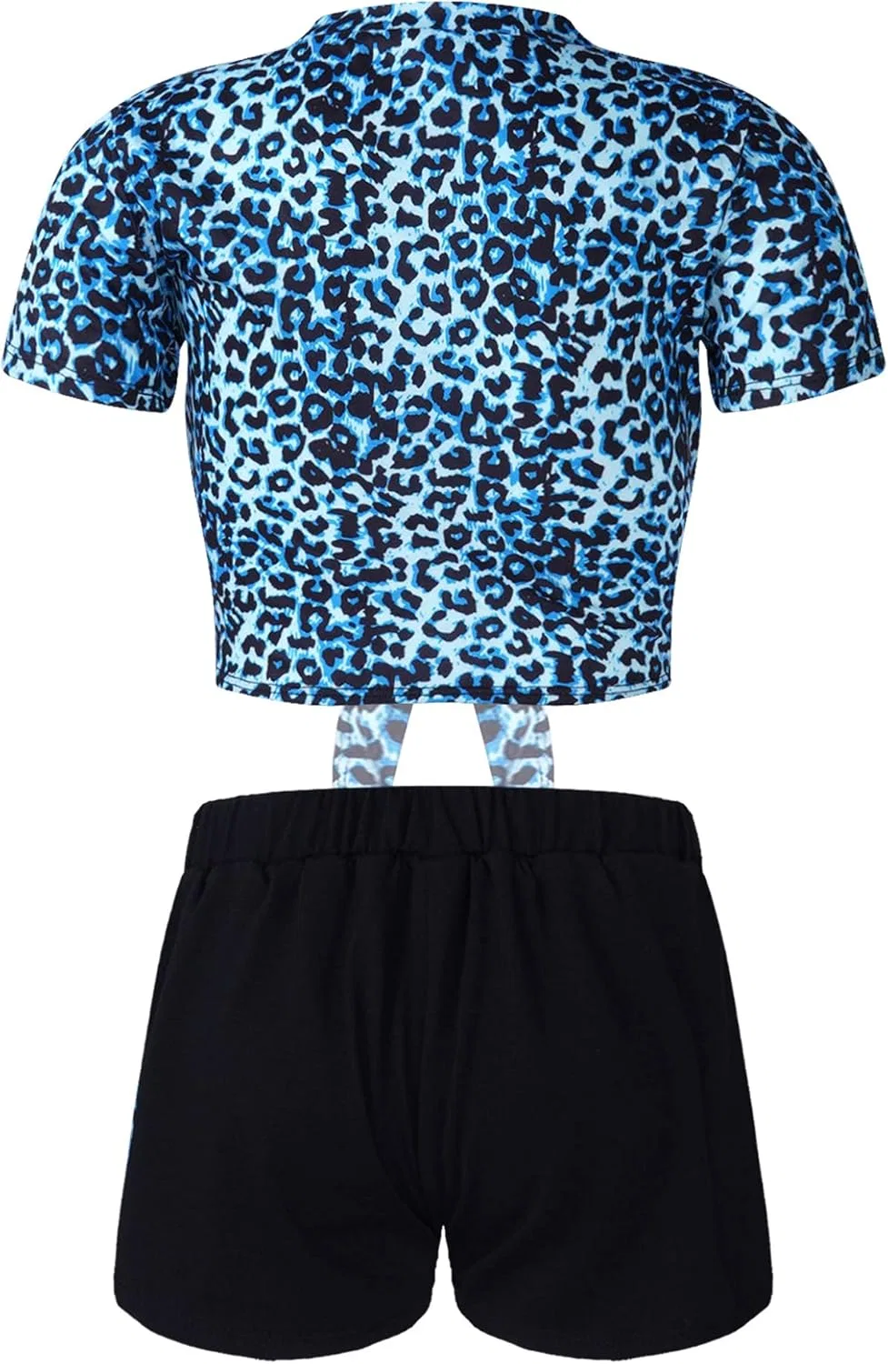 Детский спортивный костюм с принтом Yeeye, топ и шорты, Blue Leopard — фото 2