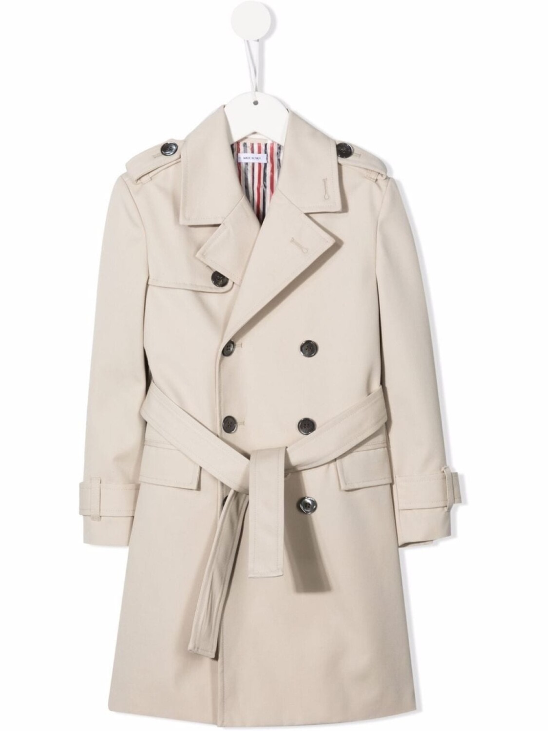 

Thom Browne двубортный тренч, нейтральный цвет