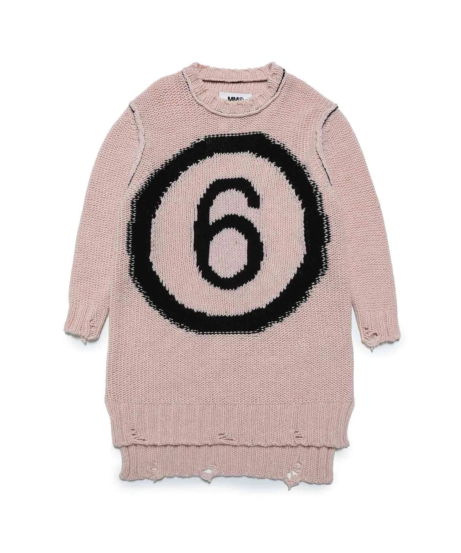 Унисекс вязаное платье с логотипом MM6 Maison Margiela шерсть белое — фото 3