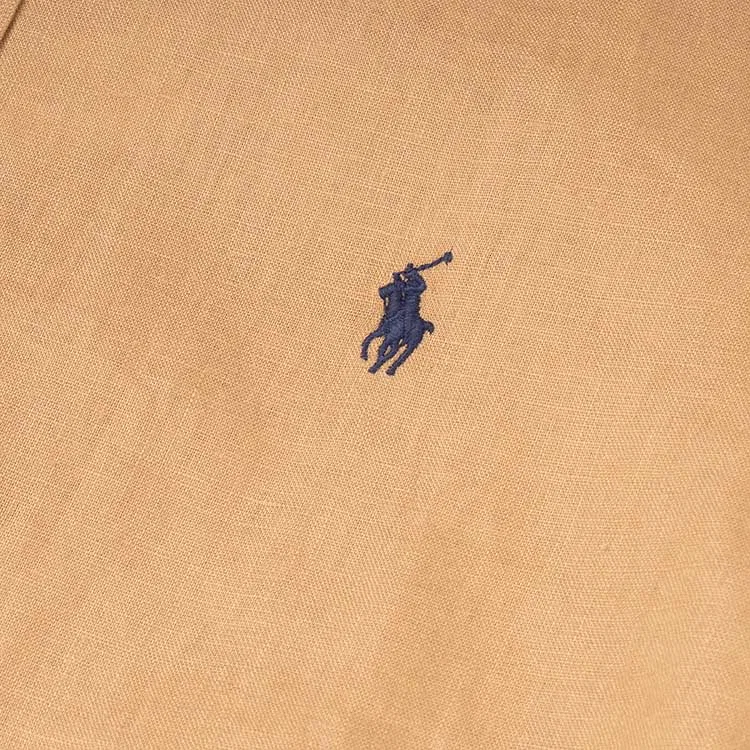 Рубашка поло из льна Polo Ralph Lauren хаки — фото 4