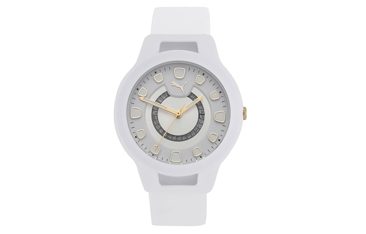

PUMA Часы Reset Series Wrist Watch Quartz Movement Rubber Band Strap 36mm White Dial Women's Watch P1011, White Dial