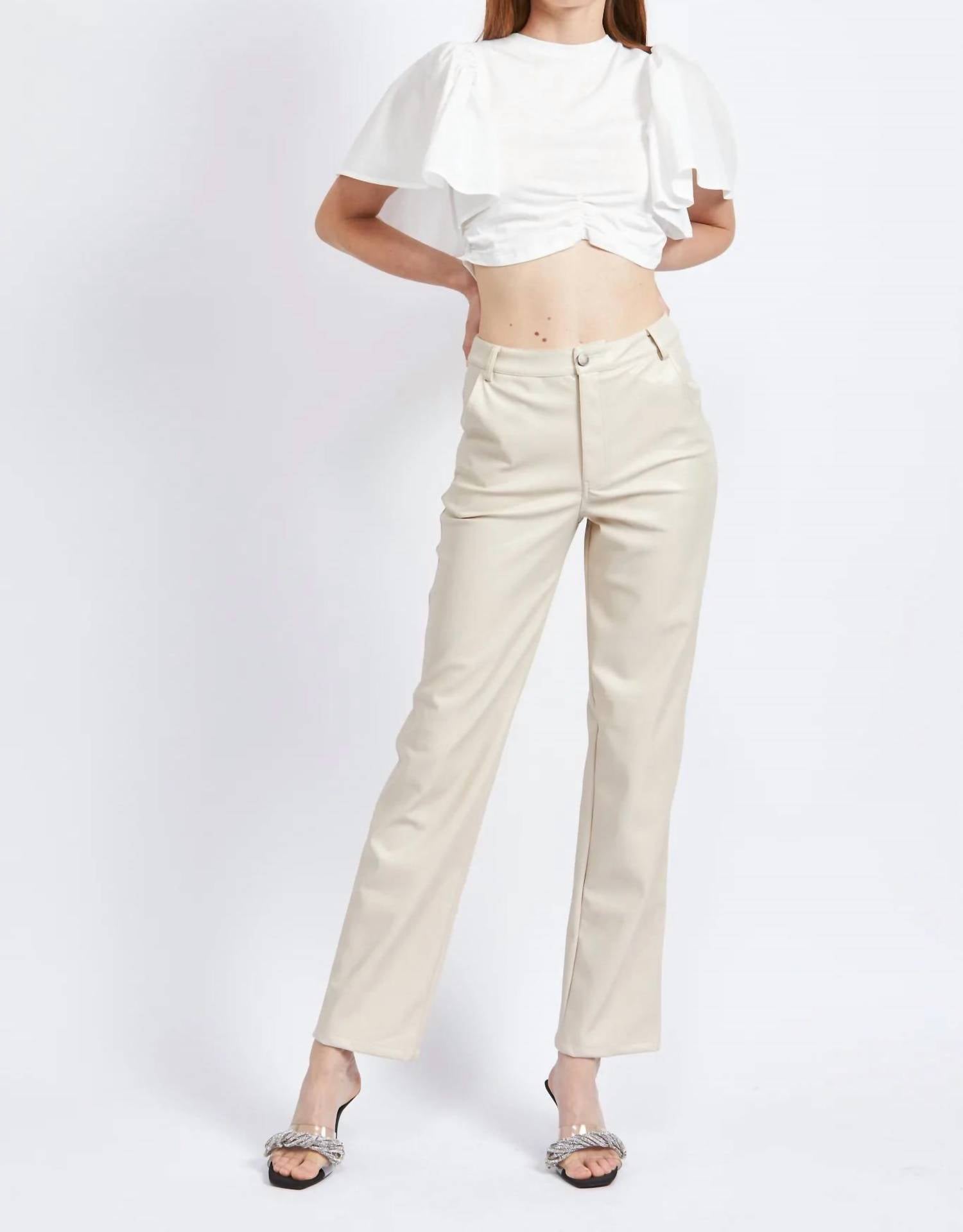 

Брюки Rylee Vegan Leather цвета слоновой кости En Saison
