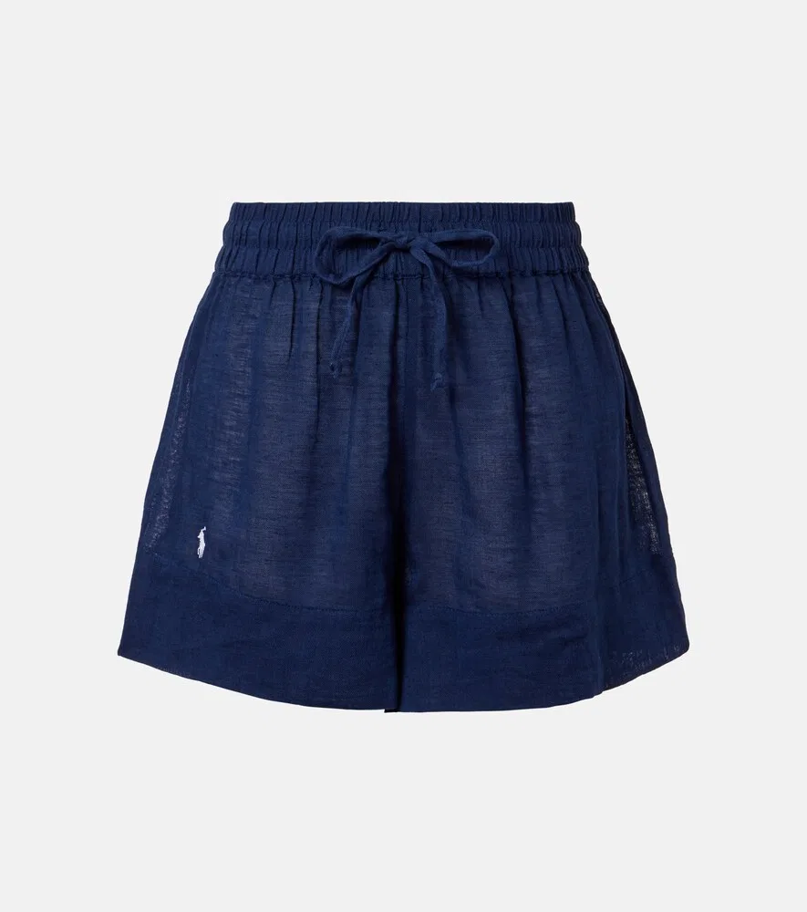 Шорты из хлопка и льна Polo Ralph Lauren, синий