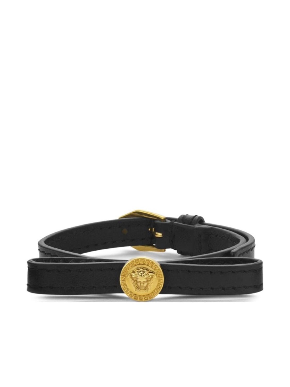 

Кожаный браслет с декором Medusa и бантом Versace, черный
