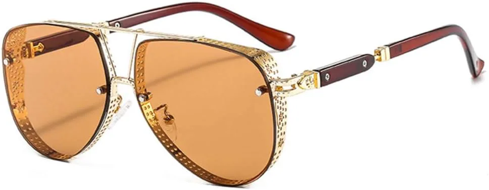 

Винтажные готические солнцезащитные очки в стиле стимпанк для женщин, ретро-очки в стиле металл-панк для мужчин, защита от ультрафиолета UV400 DSXLY, Tea