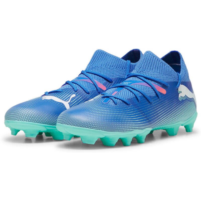 Футбольные бутсы для лужайки Future 7 Match FG/AG JR Puma, цвет bluemazing-puma white-electric peppermint — фото 3