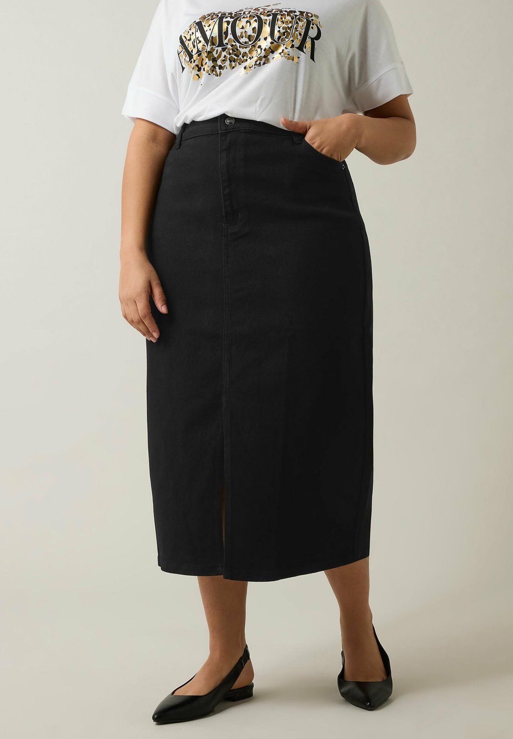 

Джинсовая юбка SPLIT HEM MIDI Evans, антрацит