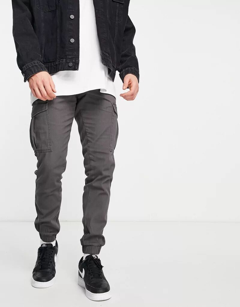 

Темно-серые брюки-карго узкого кроя Jack & Jones Intelligence