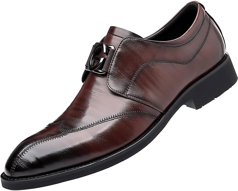 

Мужские лоферы из натуральной кожи без шнурков, деловая повседневная обувь, удобные туфли для мужчин Lhyxu, коричневый