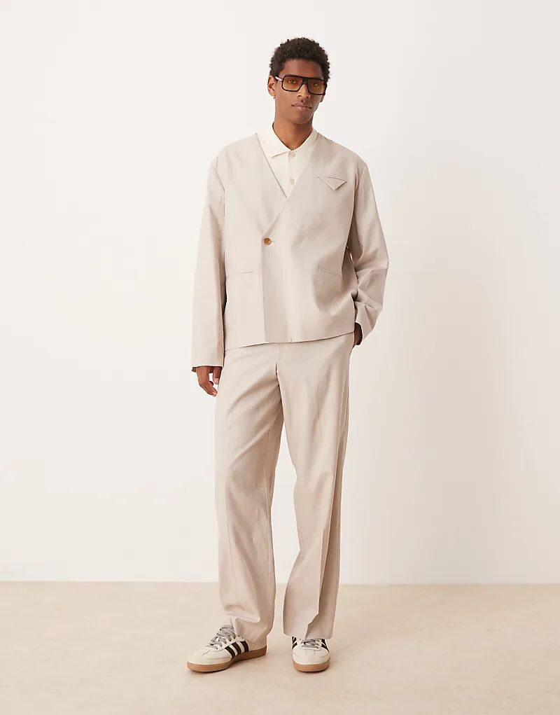 

Широкие брюки ASOS DESIGN из льна в песочном цвете