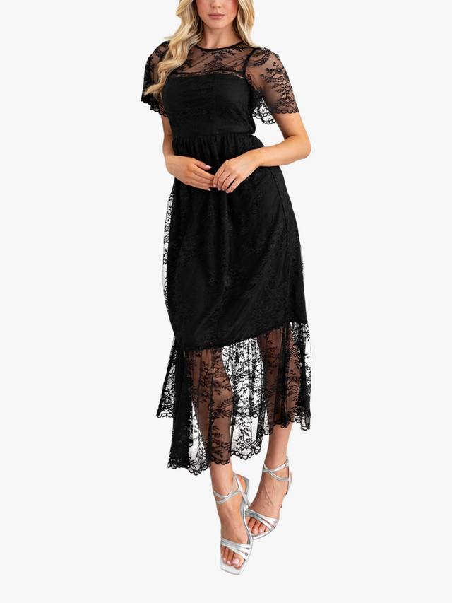 

Кружевное миди-платье с короткими рукавами Lovedrobe, Black