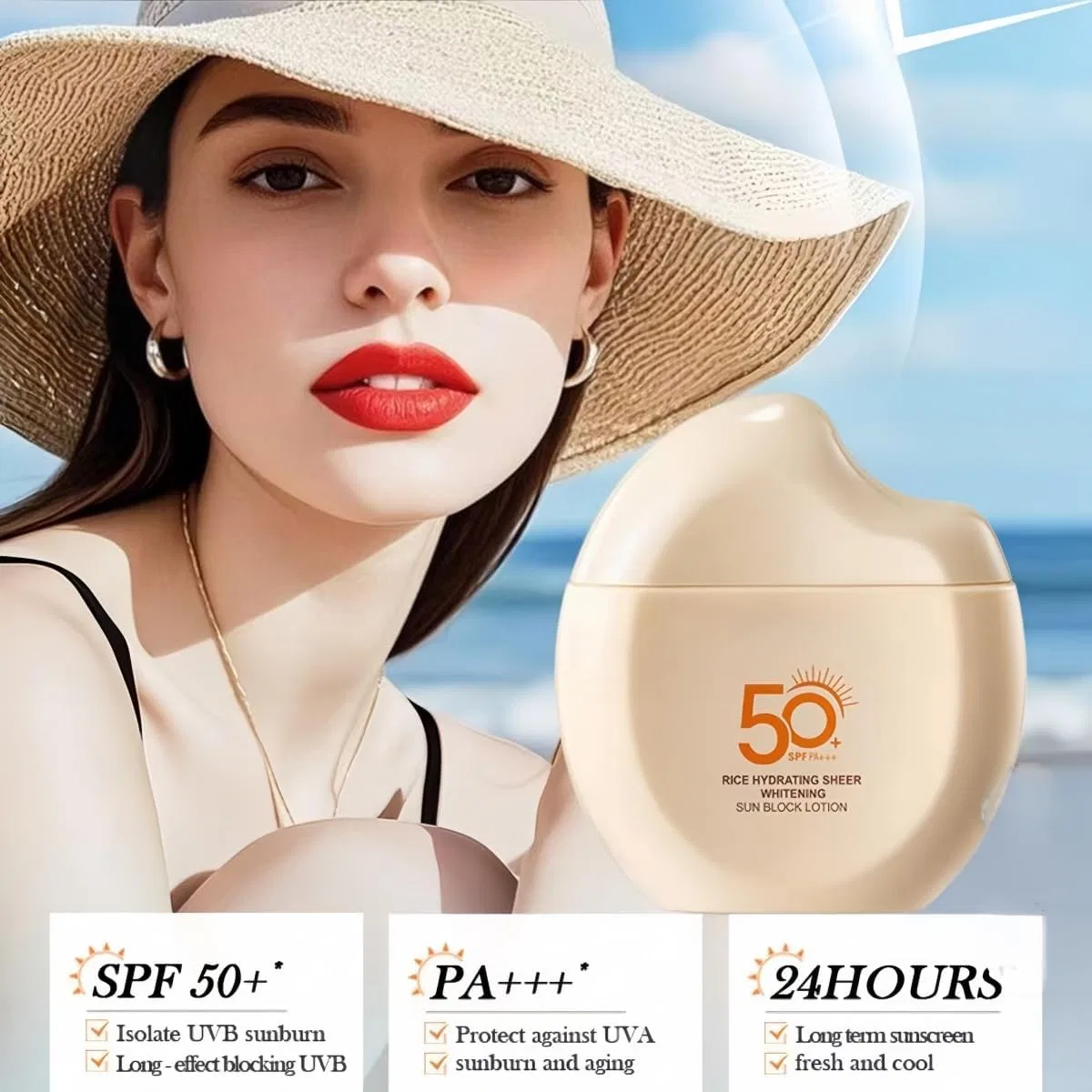 Солнцезащитный лосьон SPF50+ PA++++ с экстрактом риса JoyLWOK 60 г, набор 2 шт — фото 3