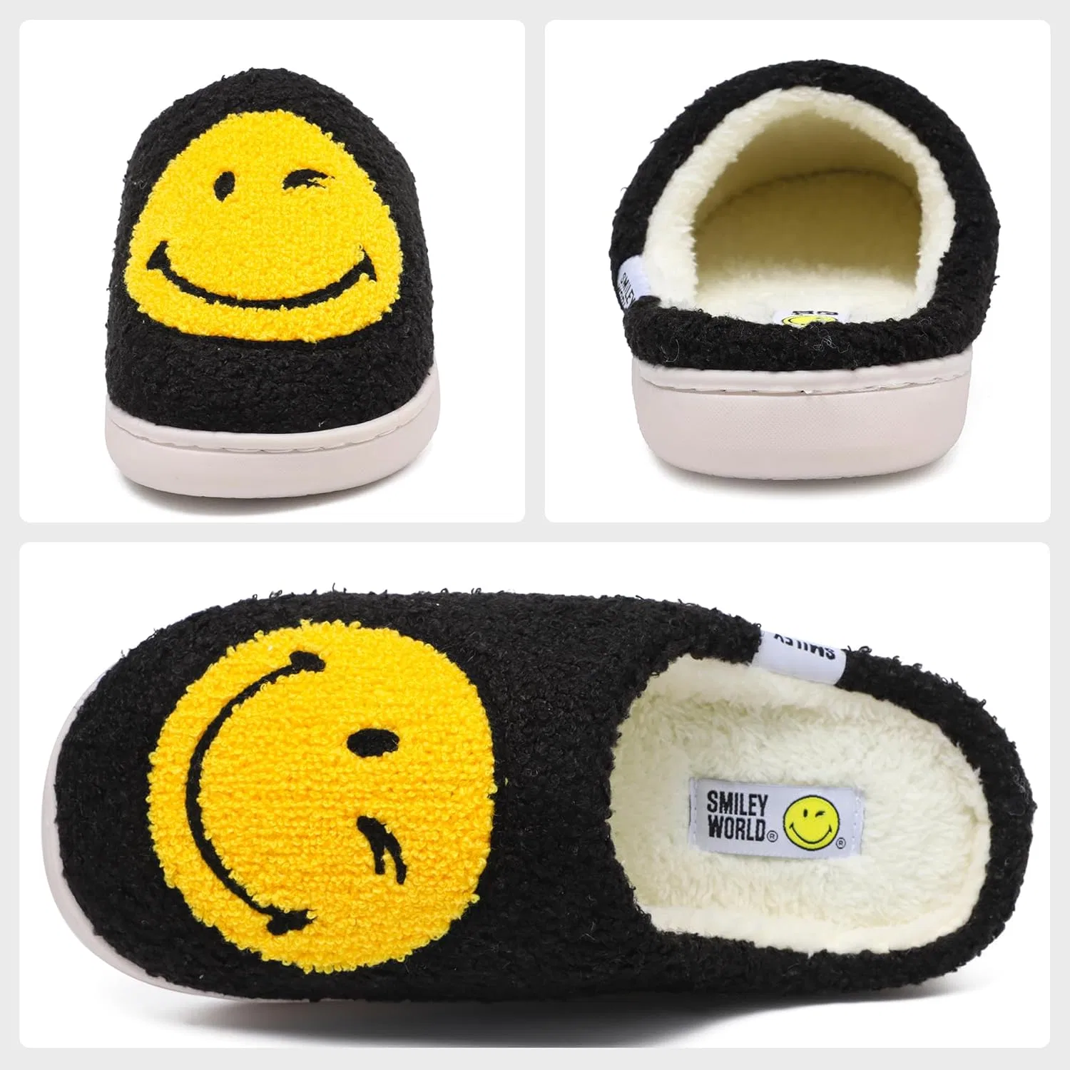 Тапочки с улыбкой, SMILEYWORLD, черный, желтый — фото 4