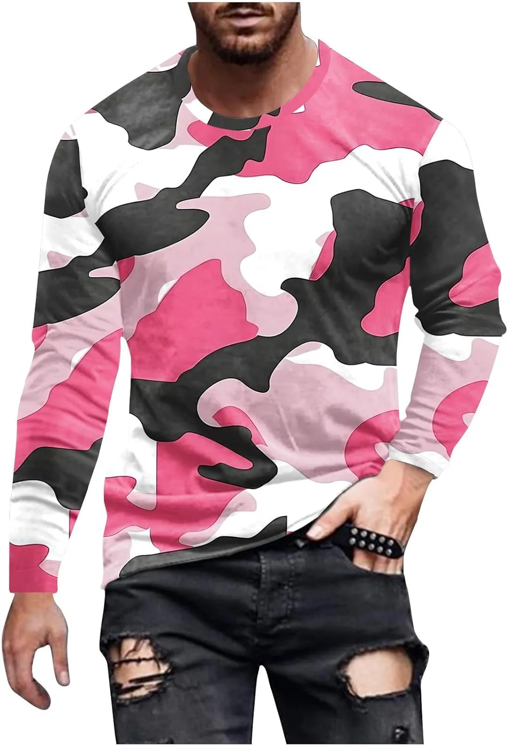 

Мужская футболка Big and Tall с длинным рукавом и камуфляжным принтом Muscularfit