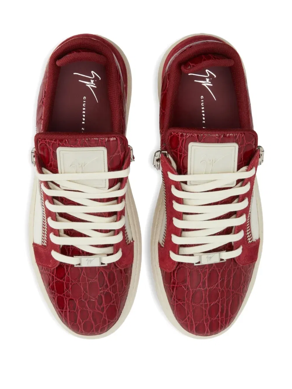 Кеды Frankie с тиснением под кожу крокодила Giuseppe Zanotti, красный — фото 3