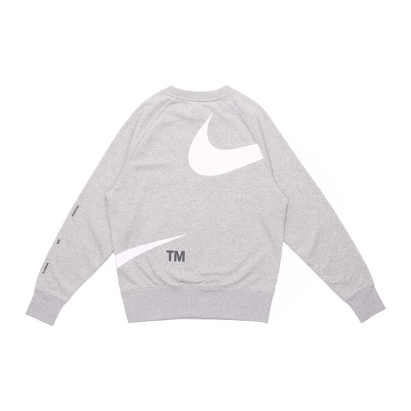 Толстовка Men's Nike Swoosh Ft Crew Large Logo Printing Knit Round Neck Pullover Autumn Gray, серый — фото 2