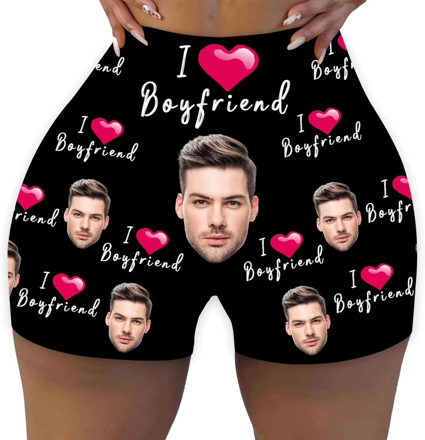 

Кастомные шорты для женщин с принтом Face and Heart, I Love Boyfriend YZPPDHFC