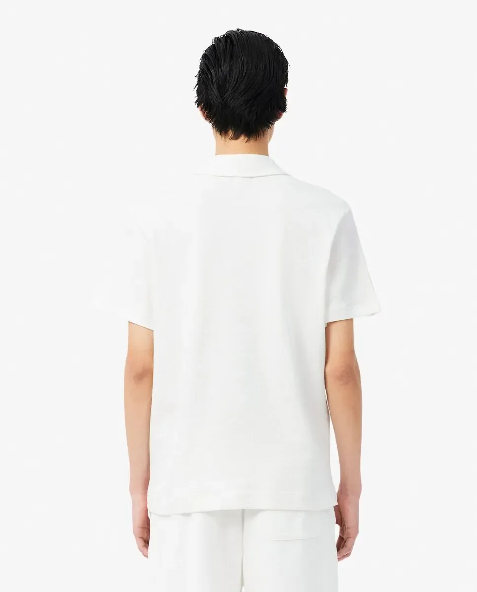Мужское текстурированное поло классического кроя с короткими рукавами Lacoste, белый — фото 2