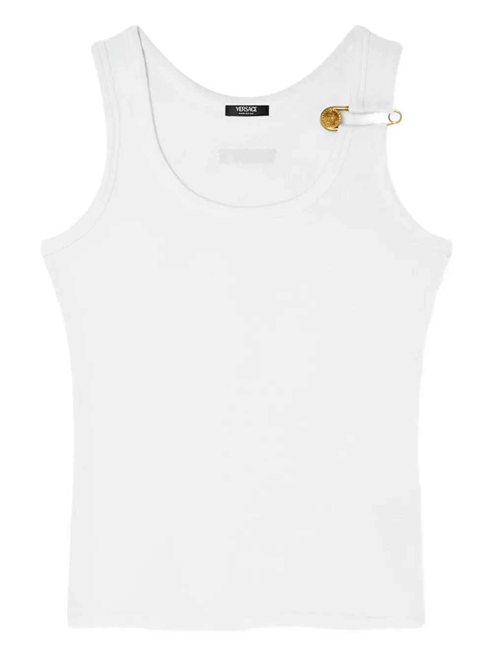 

Топ в рубчик с декором Safety Pin VERSACE, белый