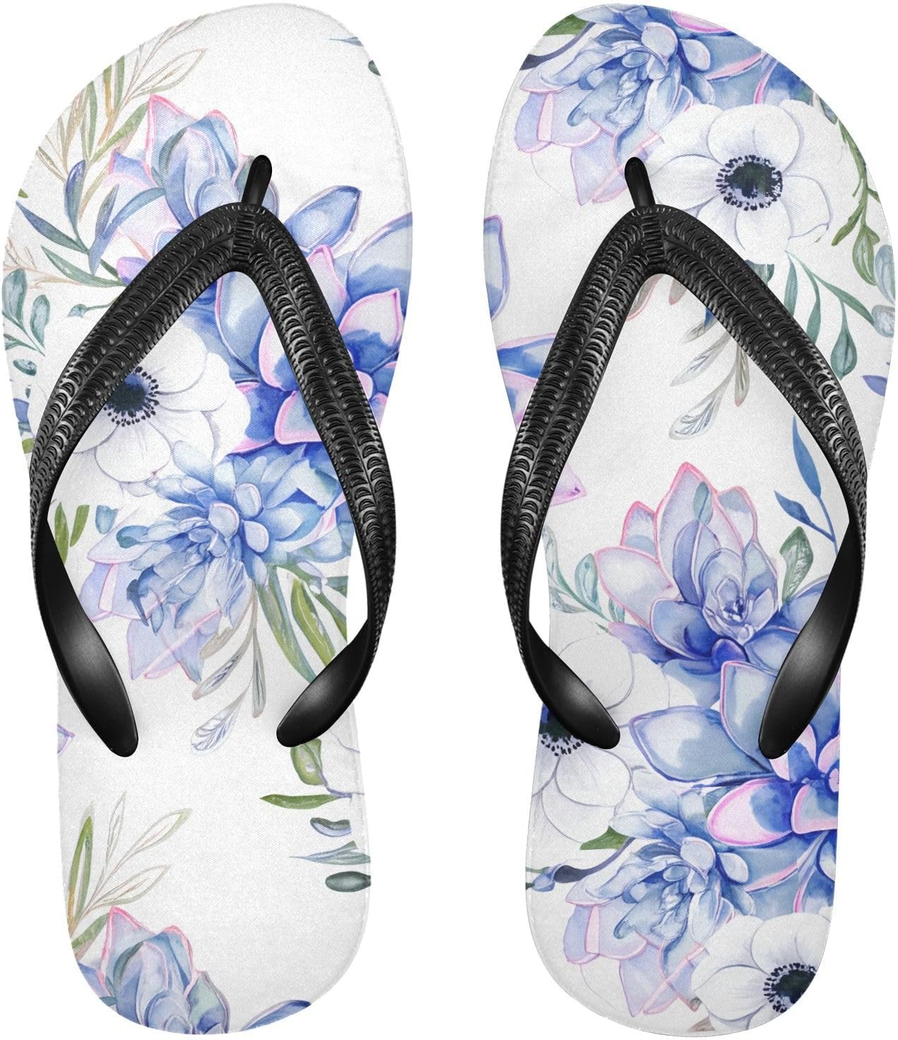 

Вьетнамки Anemone Succulent белые сандалии для пляжа и душа, резиновые, противоскользящие, летние тапочки для женщин и мужчин Sinestour