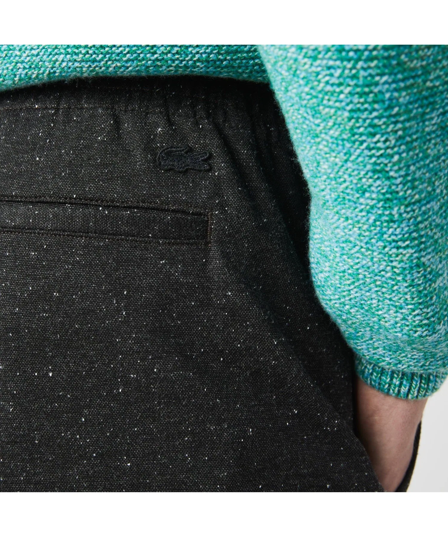 Мужские брюки LACOSTE Tapered из смесового твида чёрные — фото 4