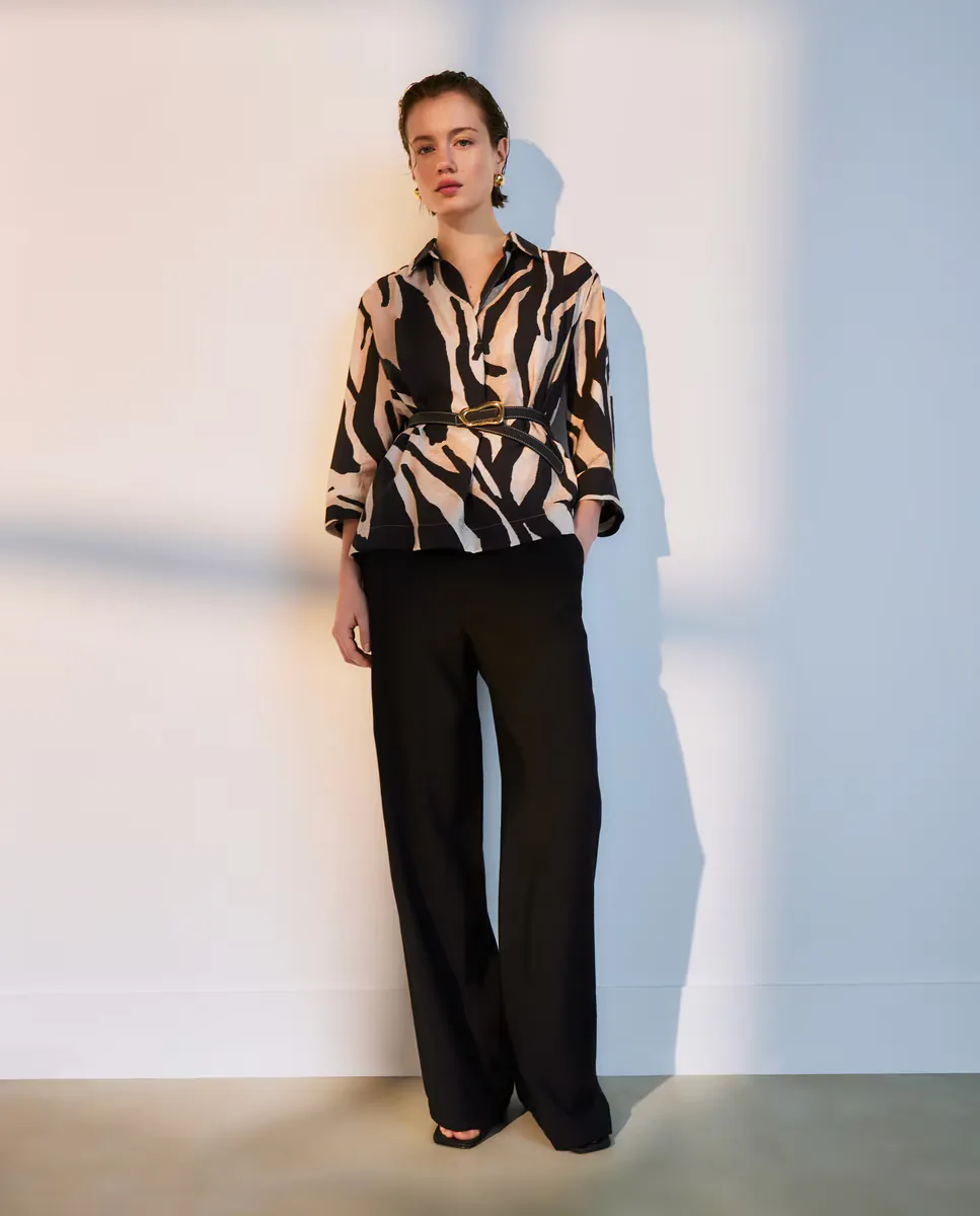 

Широкие брюки с принтом для женщин Woman El Corte Inglés, черный