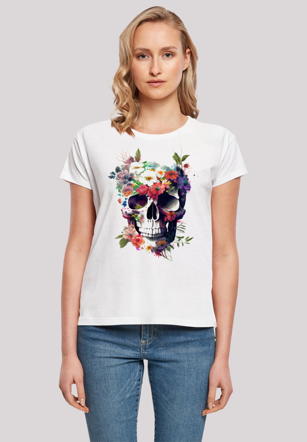 

Футболка с принтом TOTENKOPF BLUMEN F4NT4STIC, белый