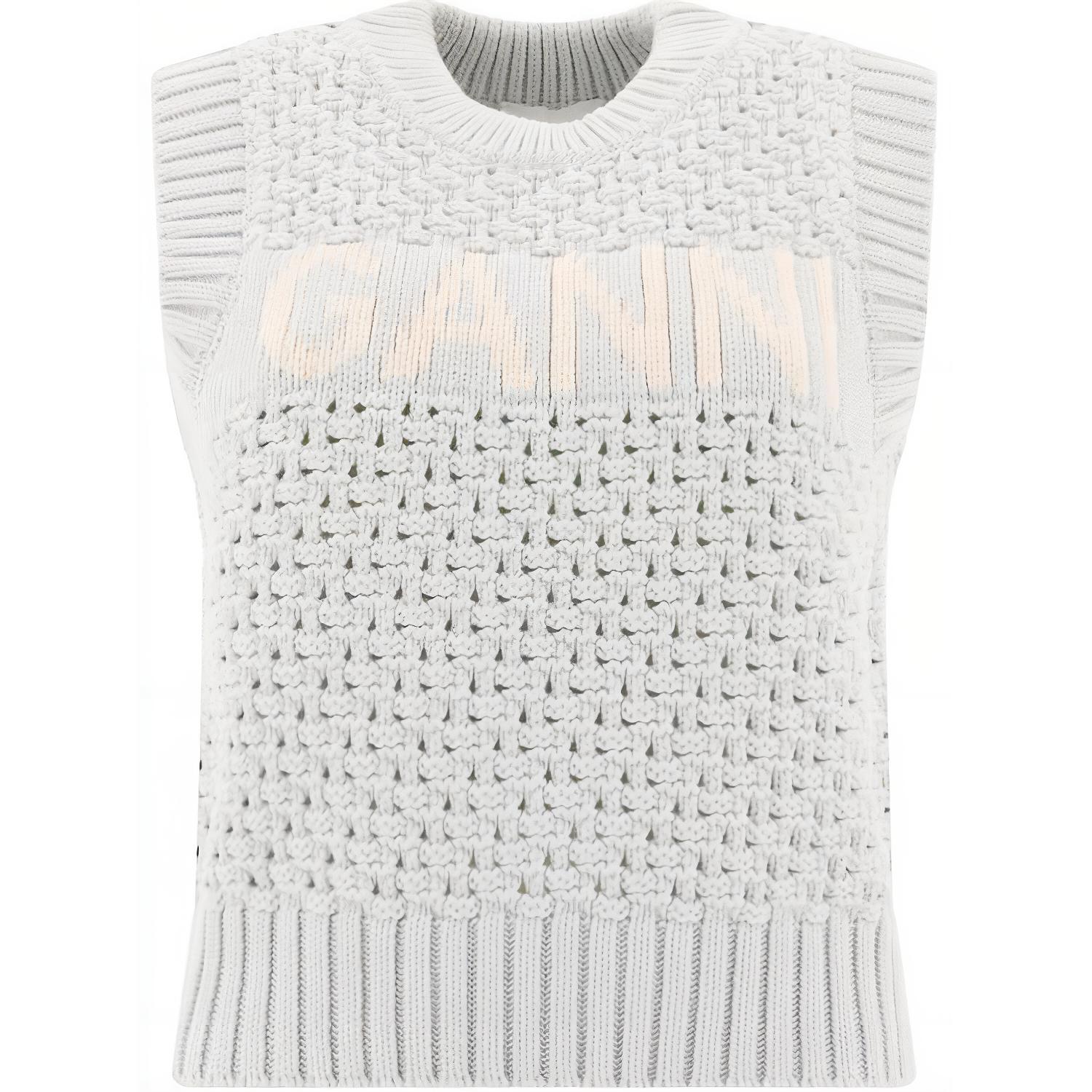 

Свитер с интарсией логотипа GANNI, светло-голубой