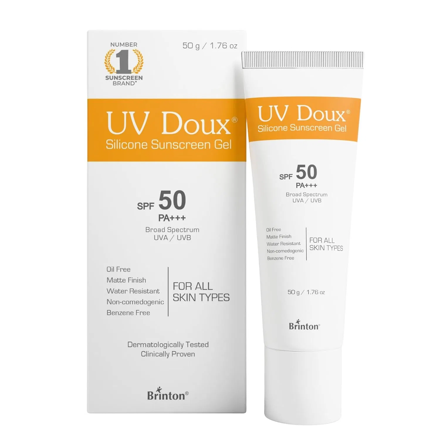 Солнцезащитный гель UV Doux Silicone SPF 50 PA+++ 50 г Brinton