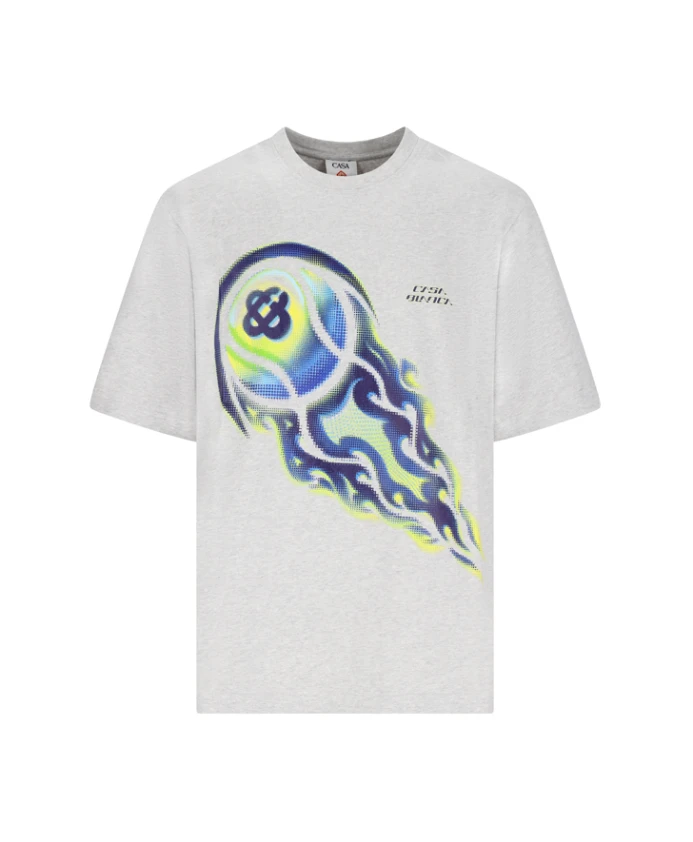 

Футболка большого размера с изображением пылающего теннисного мяча Casablanca, серый