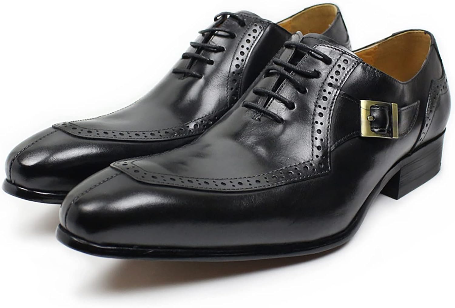 

Мужские туфли из кожи с шнуровкой, броги, формальные ретро оксфорды, туфли для свадьбы и вечеринки, дышащие, черные - 41 Generic