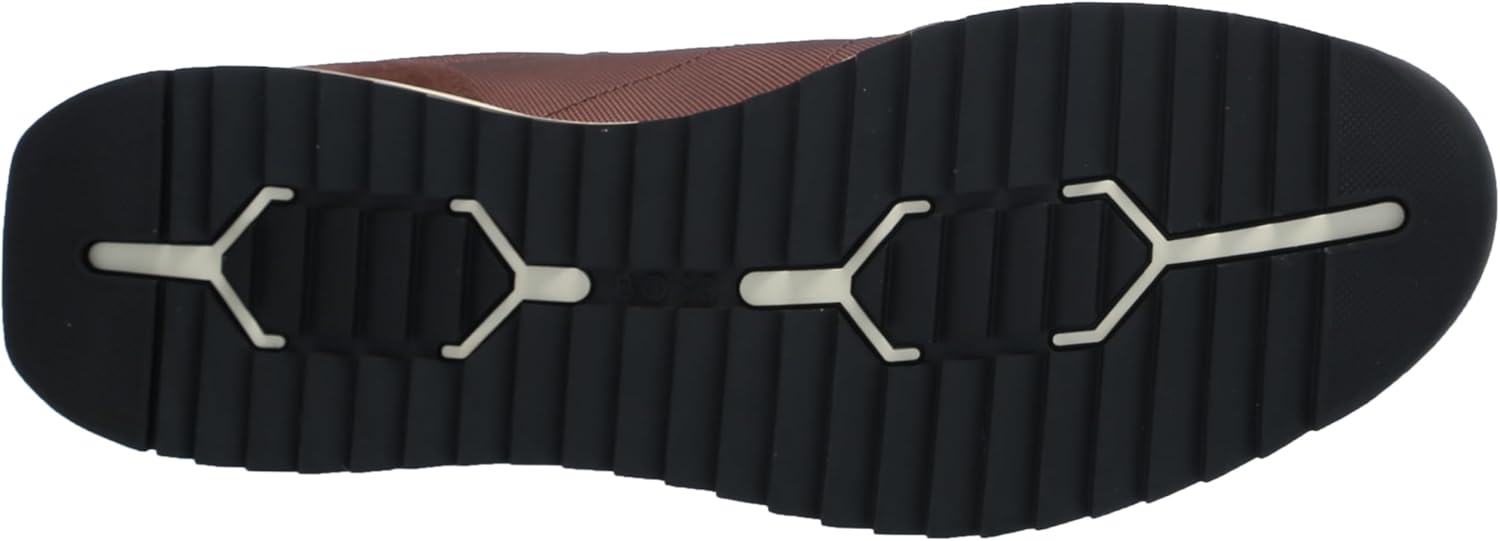 BOSS мужские кроссовки Zayn Low Profile из двухцветной замши и кожи, Plum Red — фото 4