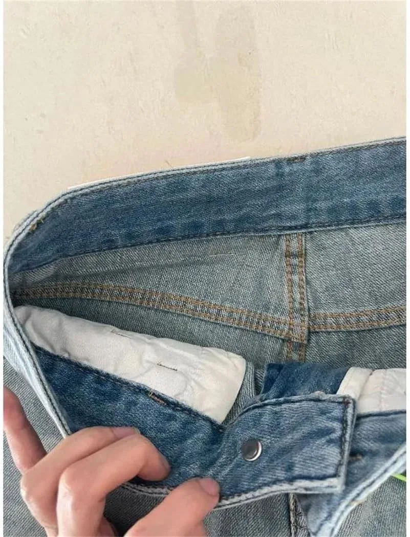 Женские мешковатые джинсы High Waist с прямыми штанинами — фото 4