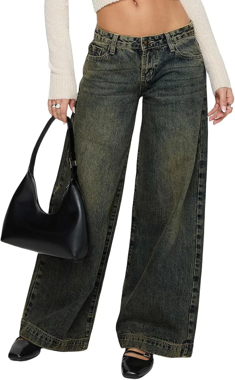 

Женские джинсы прямые широкие мешковатые high waisted relaxed fit деним Fuguibadn