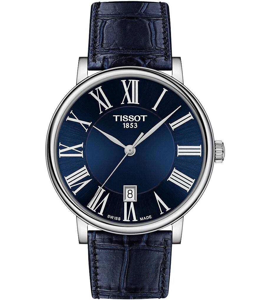 

Часы Tissot Carson Premium с синим кожаным ремешком, синий