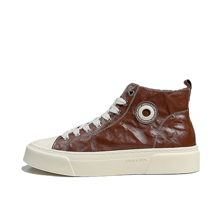 

SENJIALUO Антискользящие износостойкие высокие скейтерские кроссовки мужские коричневые, цвет Brown