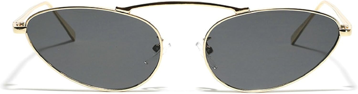 

Роскошные солнцезащитные очки «кошачий глаз» для женщин, модные, 2024 год, уникальные, маленькие, овальные, стильные, с металлической оправой, треугольной формой, защита от ультрафиолета UV400 mincl, Gold Gray