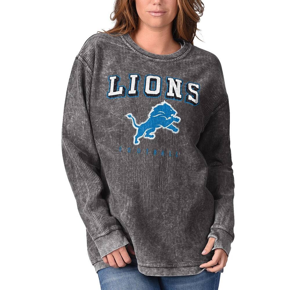 

Женский удобный вельветовый пуловер G-III 4Her by Carl Banks Black Detroit Lions, цвет Lns Black
