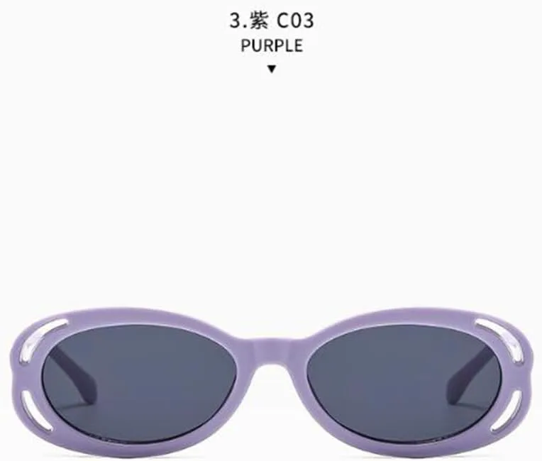 

Овальные солнцезащитные очки с выемкой для регистрации времени прихода на работу и фотосъемки. Солнцезащитные очки с защитой от УФ-излучения sundry goods, Purple