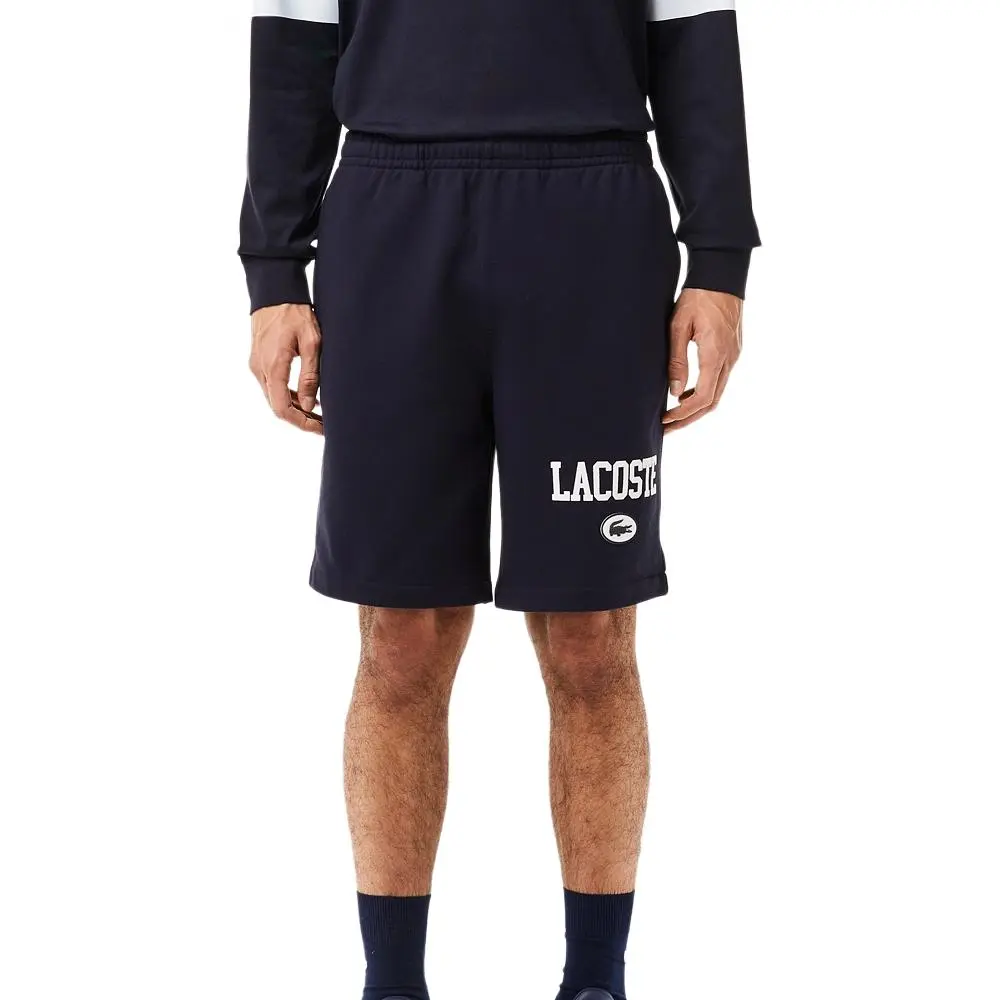 Шорты из органического хлопка с принтом логотипа LACOSTE, синий — фото 4