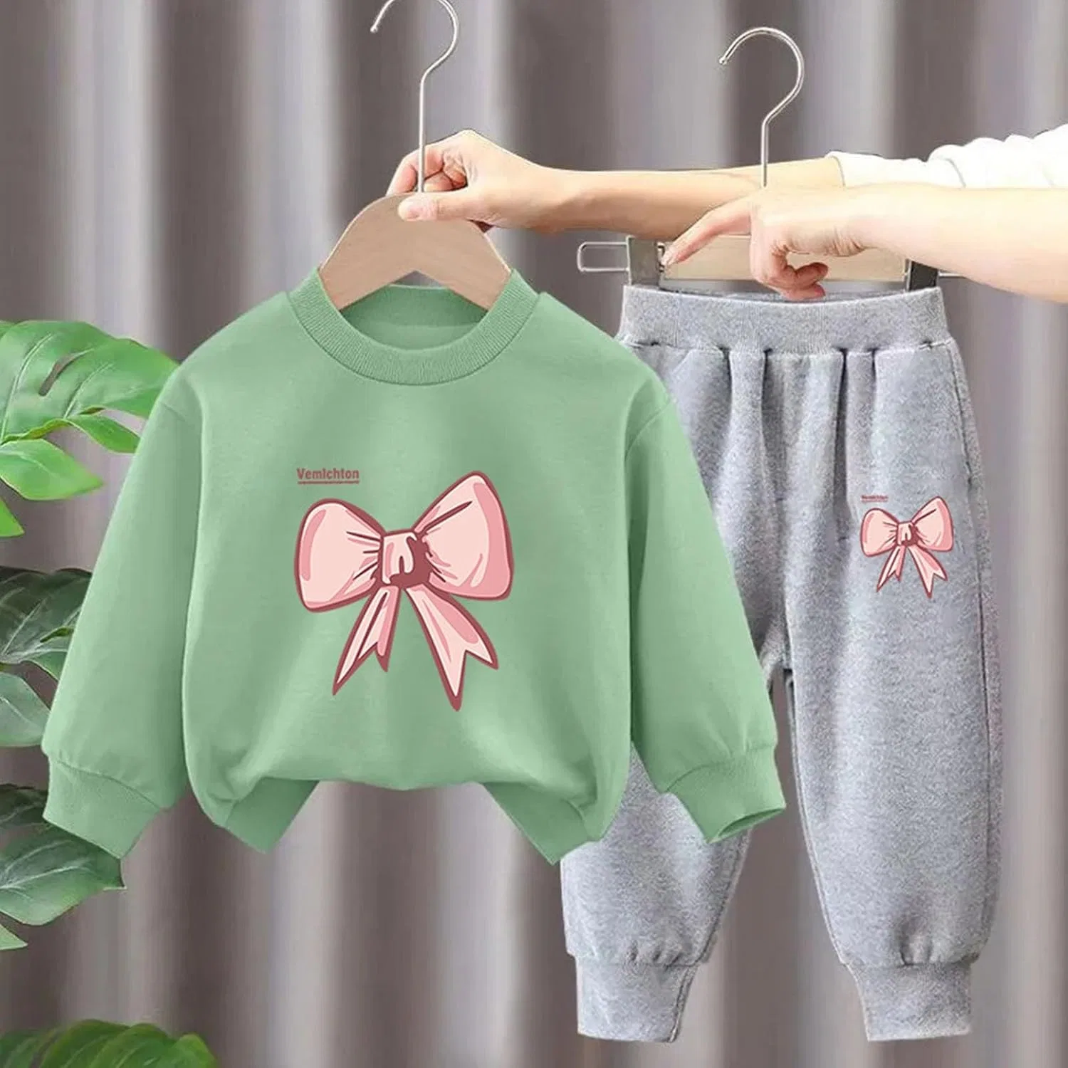 Детский спортивный костюм из полиэстера, 2 предмета, J-752 Lime Green Boy Girl — фото 2