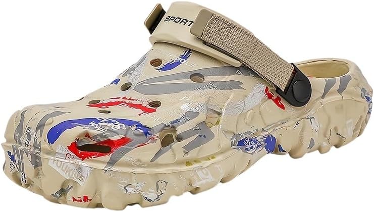 

Мужские модные мюли и сабо из ЭВА - повседневные слипоны с круглым носком, пляжные сандалии с вентиляционными отверстиями, прочной нескользящей подошвой, универсальная обувь на все сезоны Clolinde, хаки