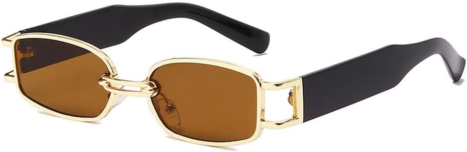 

Модные маленькие прямоугольные женские солнцезащитные очки в винтажном стиле, квадратные панк-солнцезащитные очки для мужчин, защита от УФ-излучения UV400, прозрачные очки WNCKSQ, Golden Tea