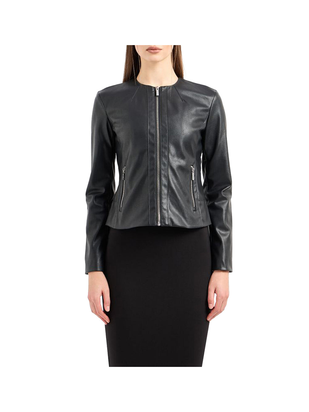 

Женская черная кожаная куртка Armani Exchange