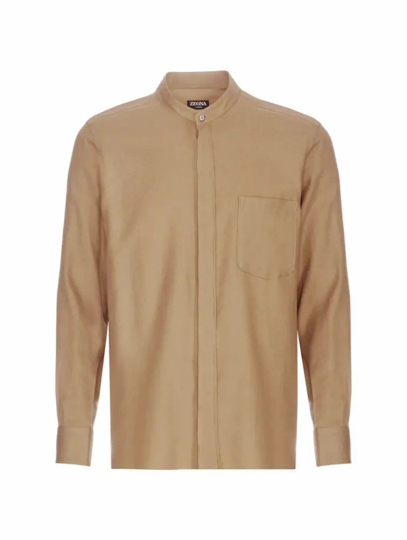 

Хлопковая рубашка Zegna, коричневый