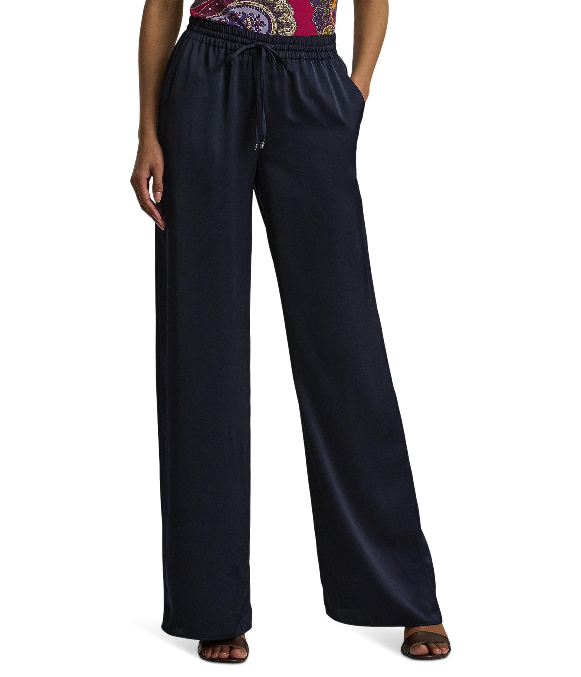 

Брюки Lauren Ralph Lauren Satin Charmeuse Wide-Leg Pants, цвет Lauren Navy